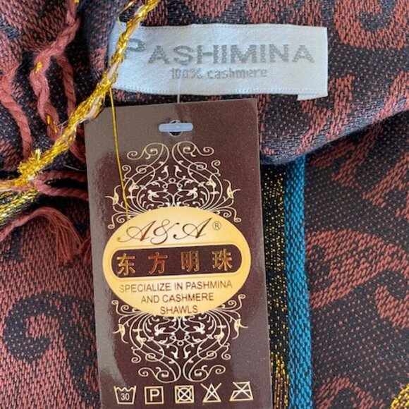 A&A Pashmina Cashmere Paris Large Oblong Shawl Wrap - Picture 4 of 16